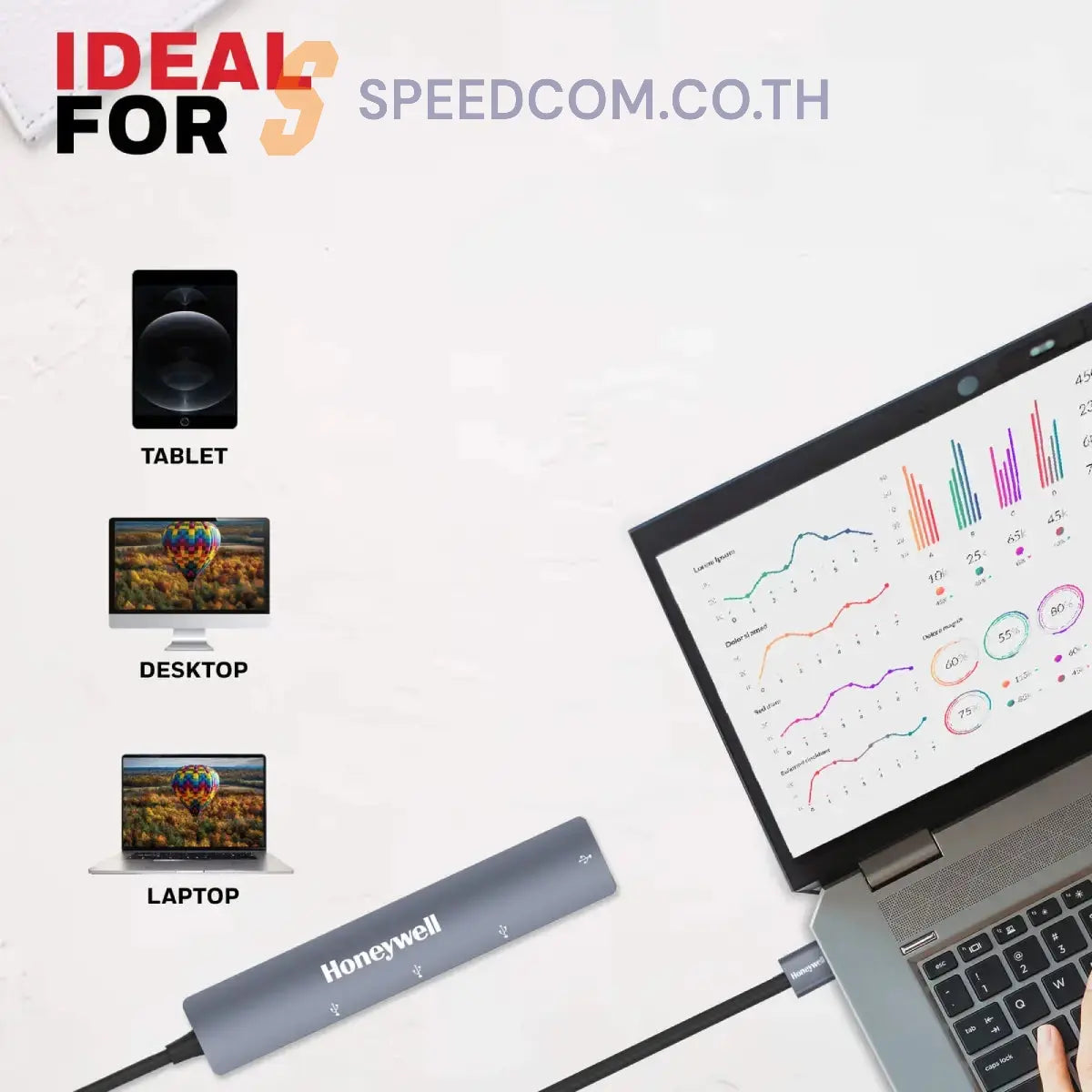 ยูเอสบีฮับ Honeywell Momentum 4 port USB Hub