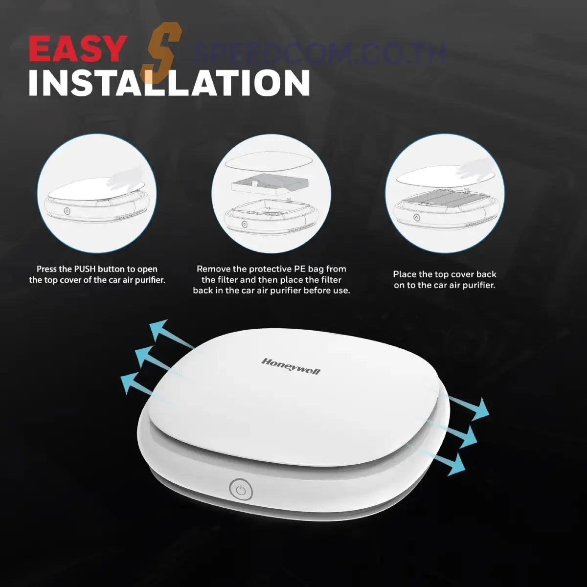 เครื่องฟอกอากาศในรถบนต์ Honeywell Move Pure 3 Car Air Purifier สีขาว