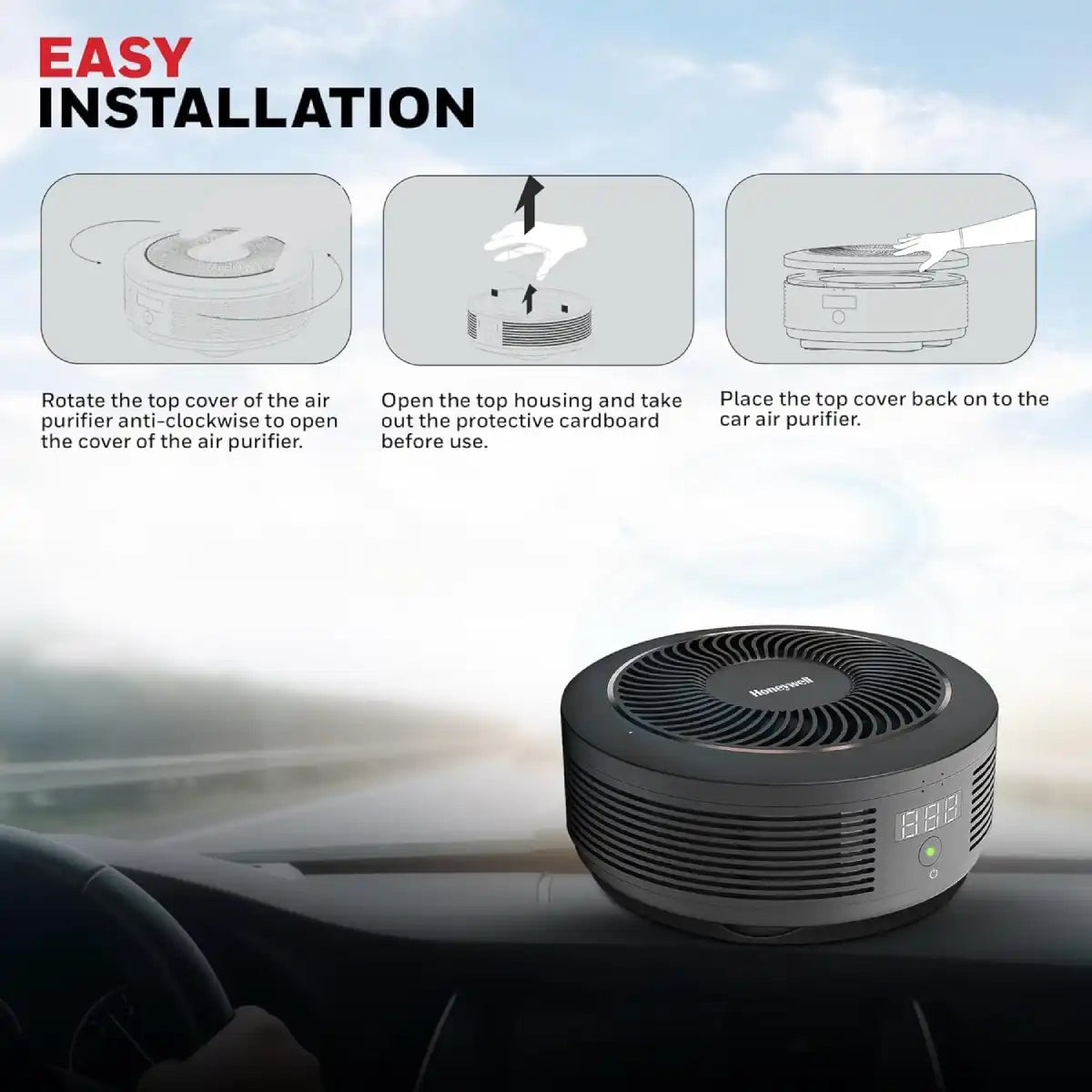 เครื่องฟอกอากาศในรถยนต์ Honeywell Move Pure 4 Car Air Purifier สีดำ