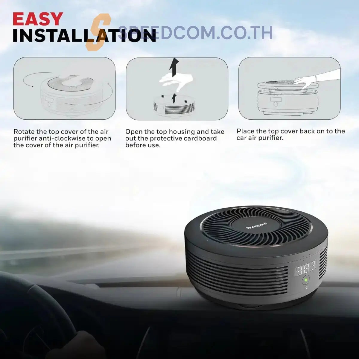 เครื่องฟอกอากาศในรถยนต์ Honeywell Move Pure 4 Car Air Purifier สีดำ