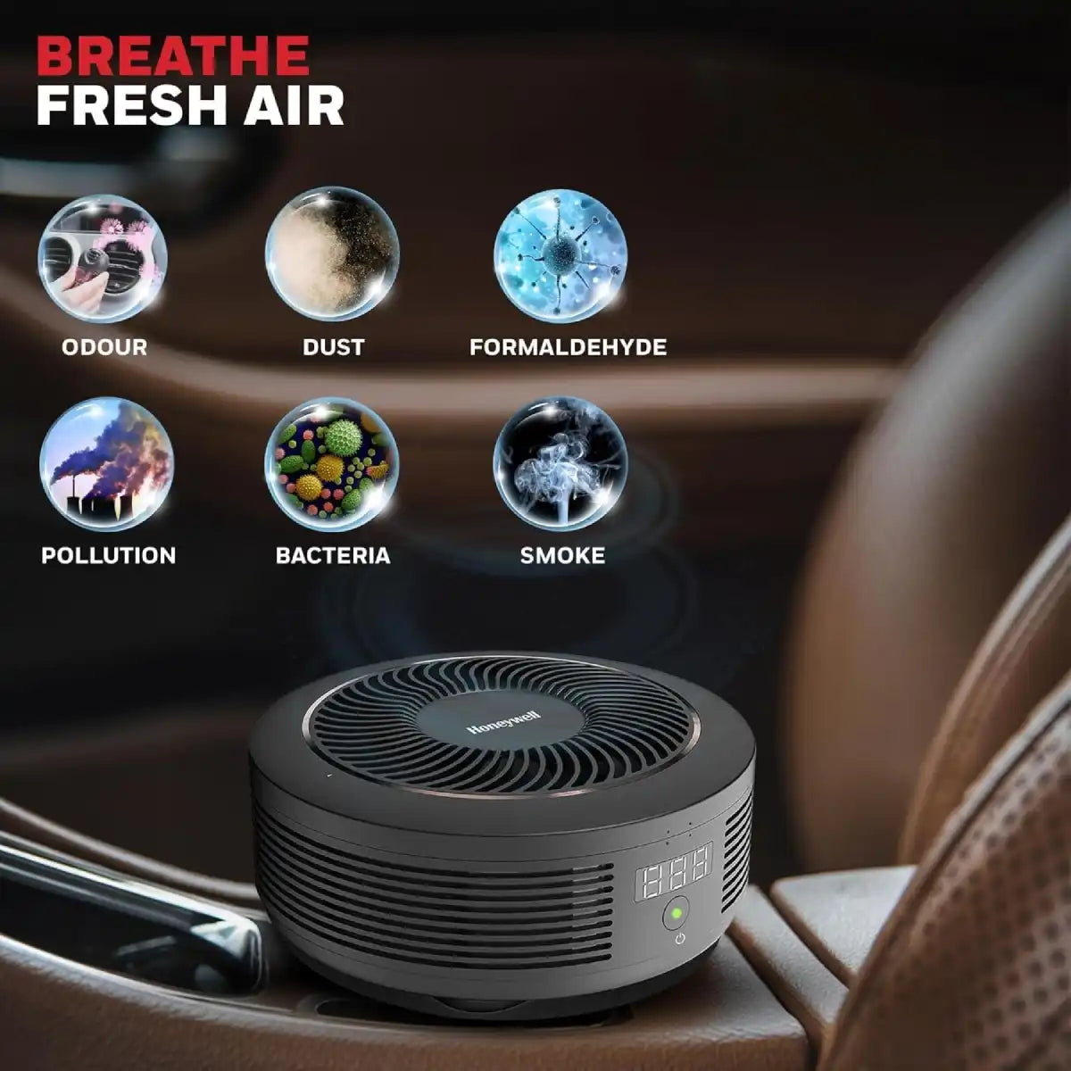 เครื่องฟอกอากาศในรถยนต์ Honeywell Move Pure 4 Car Air Purifier สีดำ