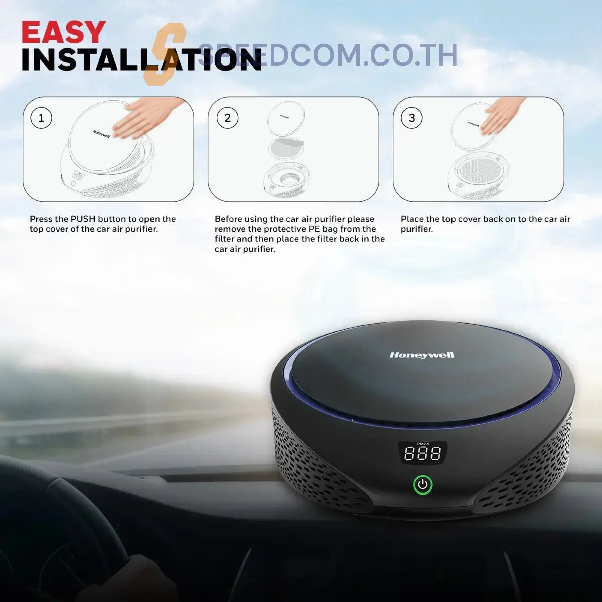 เครื่องฟอกอากาศในรถบนต์ Honeywell Move Pure 5 Car Air Purifier สีดำ