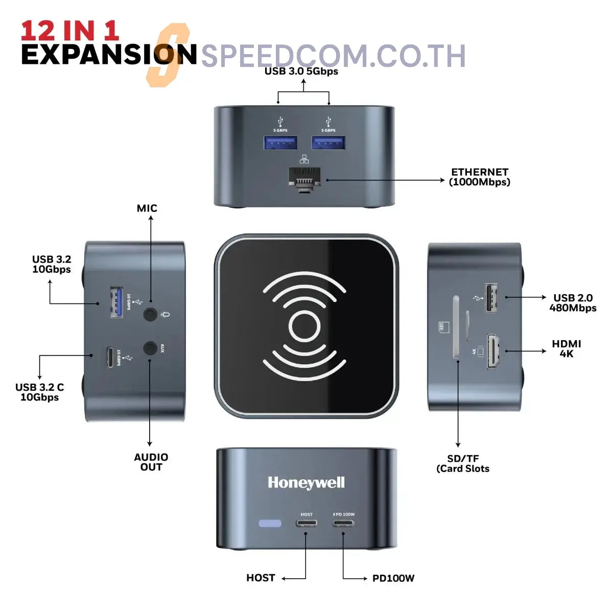 แท่นชาร์จ Honeywell Type C Docking Station 12 in 1 - SpeedCom