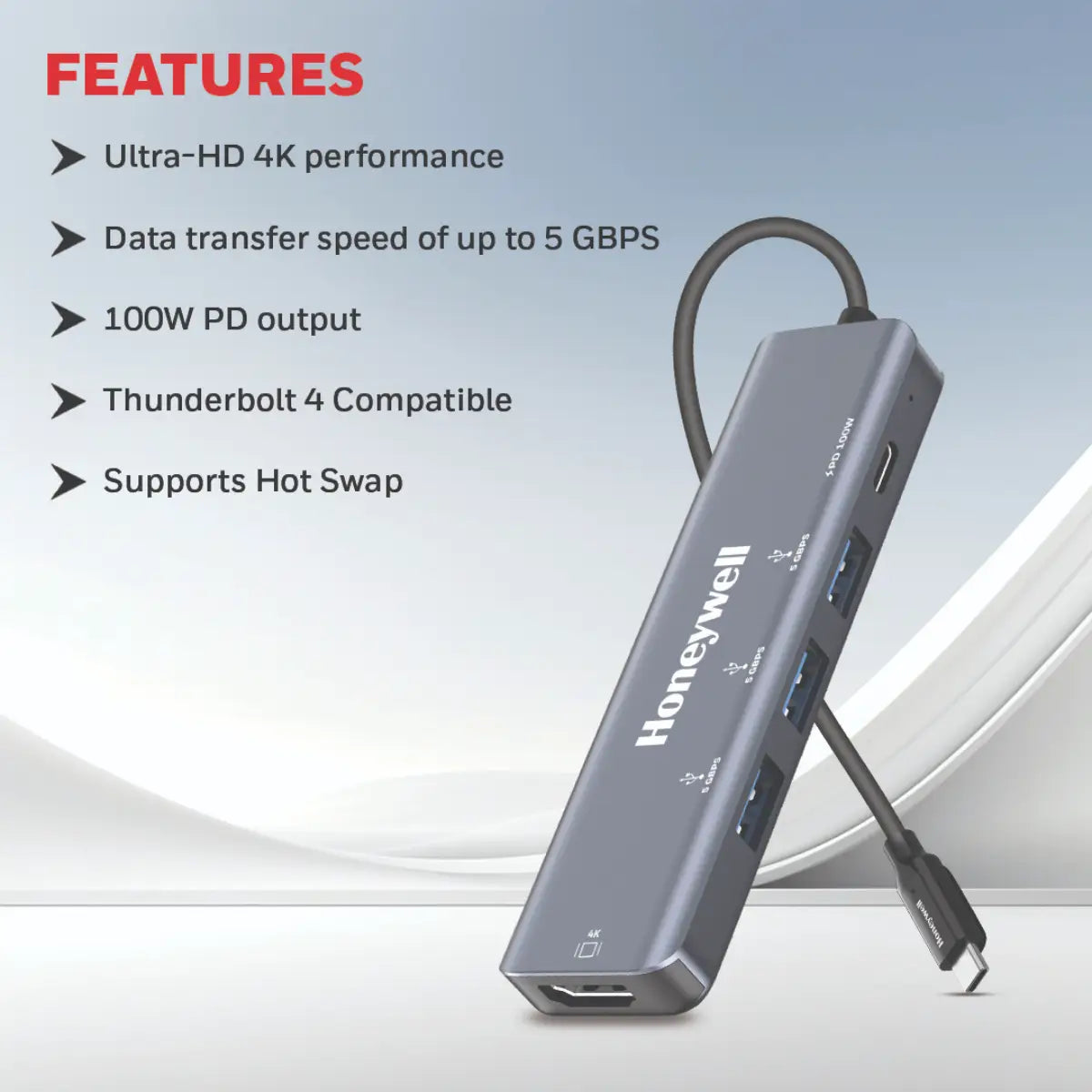 ยูเอสบีฮับ Honeywell Type C Docking Station 5 in 1