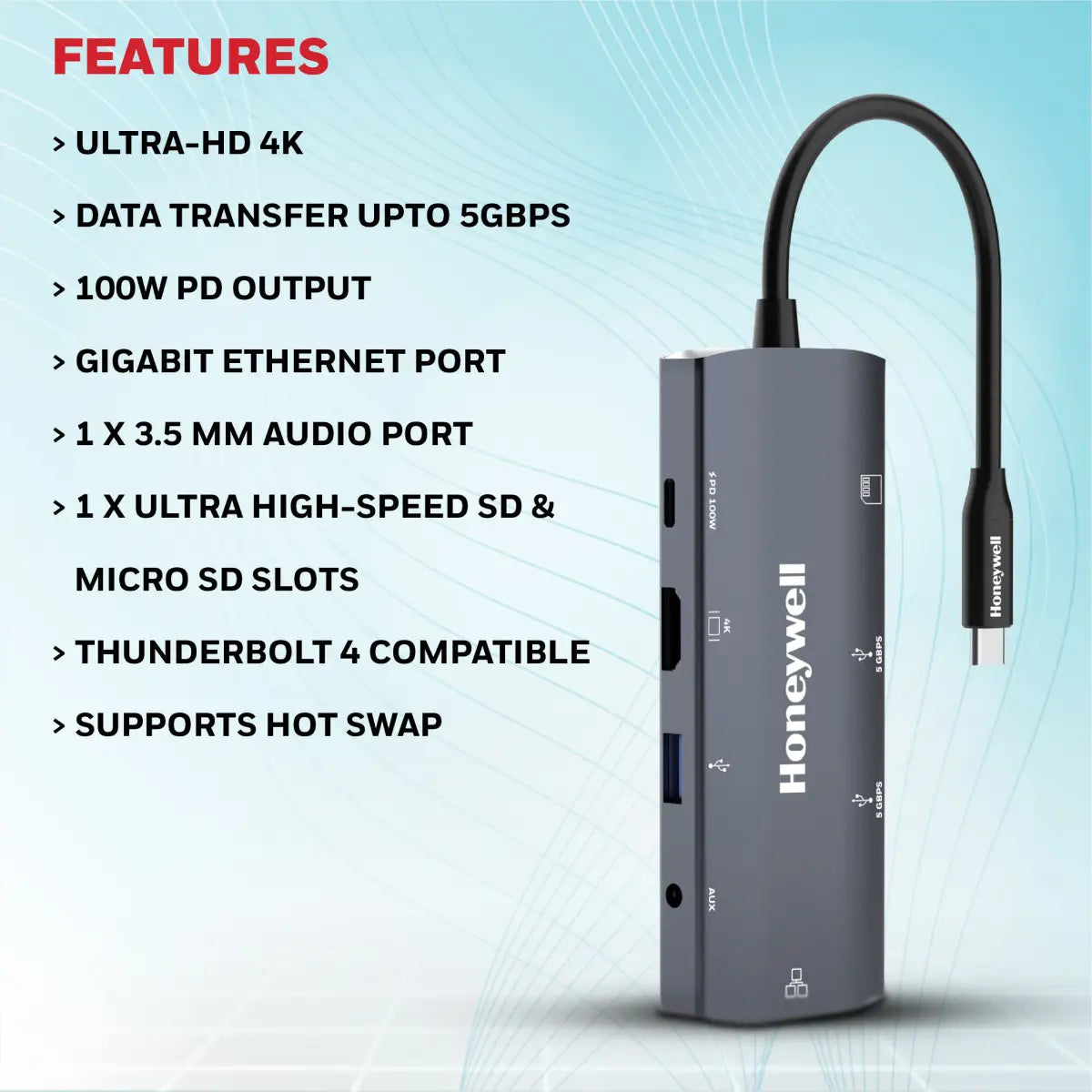 ยูเอสบีฮับ Honeywell Type C Docking Station 9 in 1