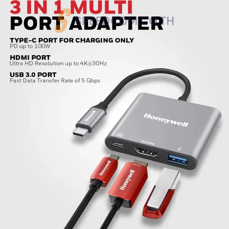อุปกรณ์แปลงสัญญาณ Honeywell Type C to HDMI PD Charging and USB 3.0 Adapter