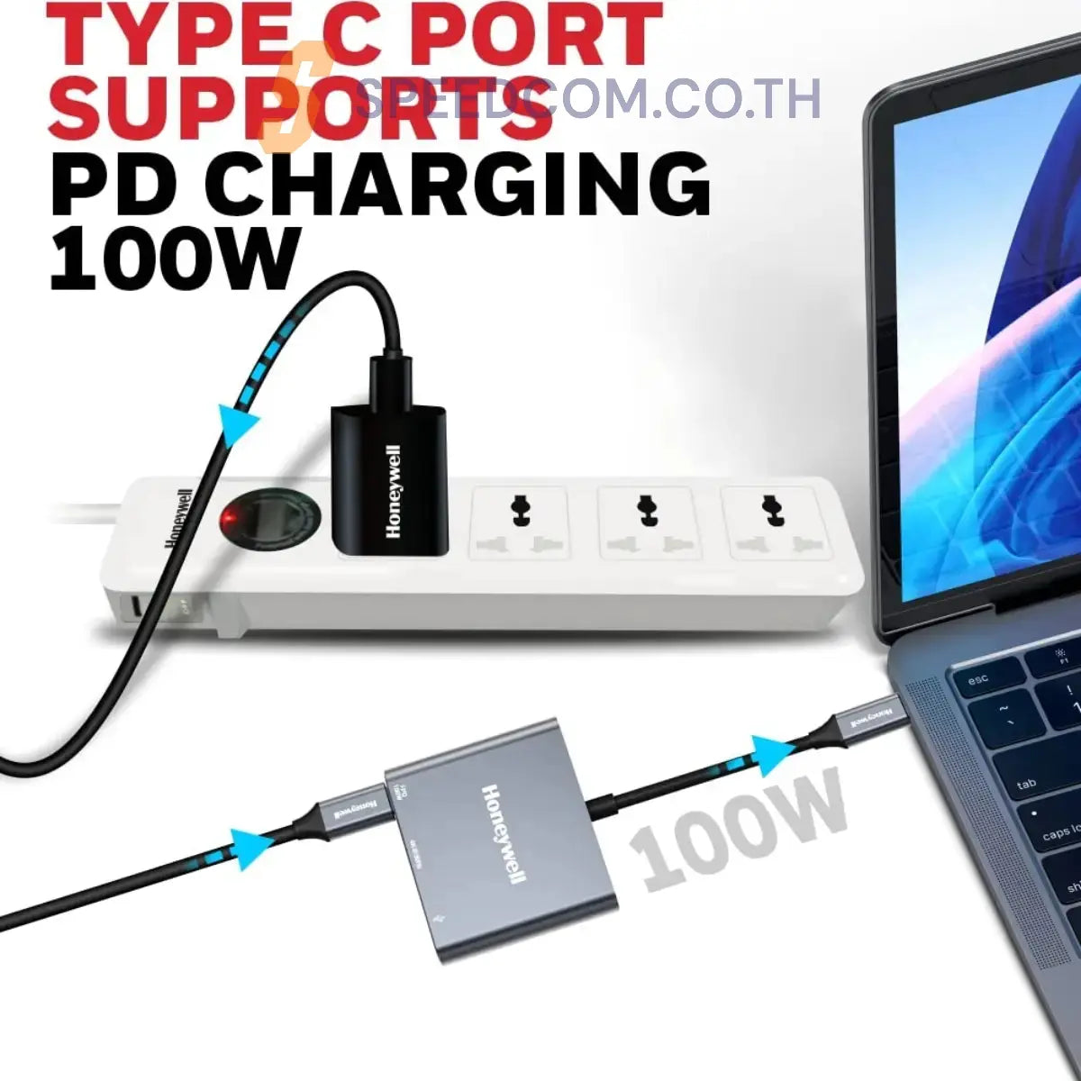 อุปกรณ์แปลงสัญญาณ Honeywell Type C to HDMI PD Charging and USB 3.0 Adapter
