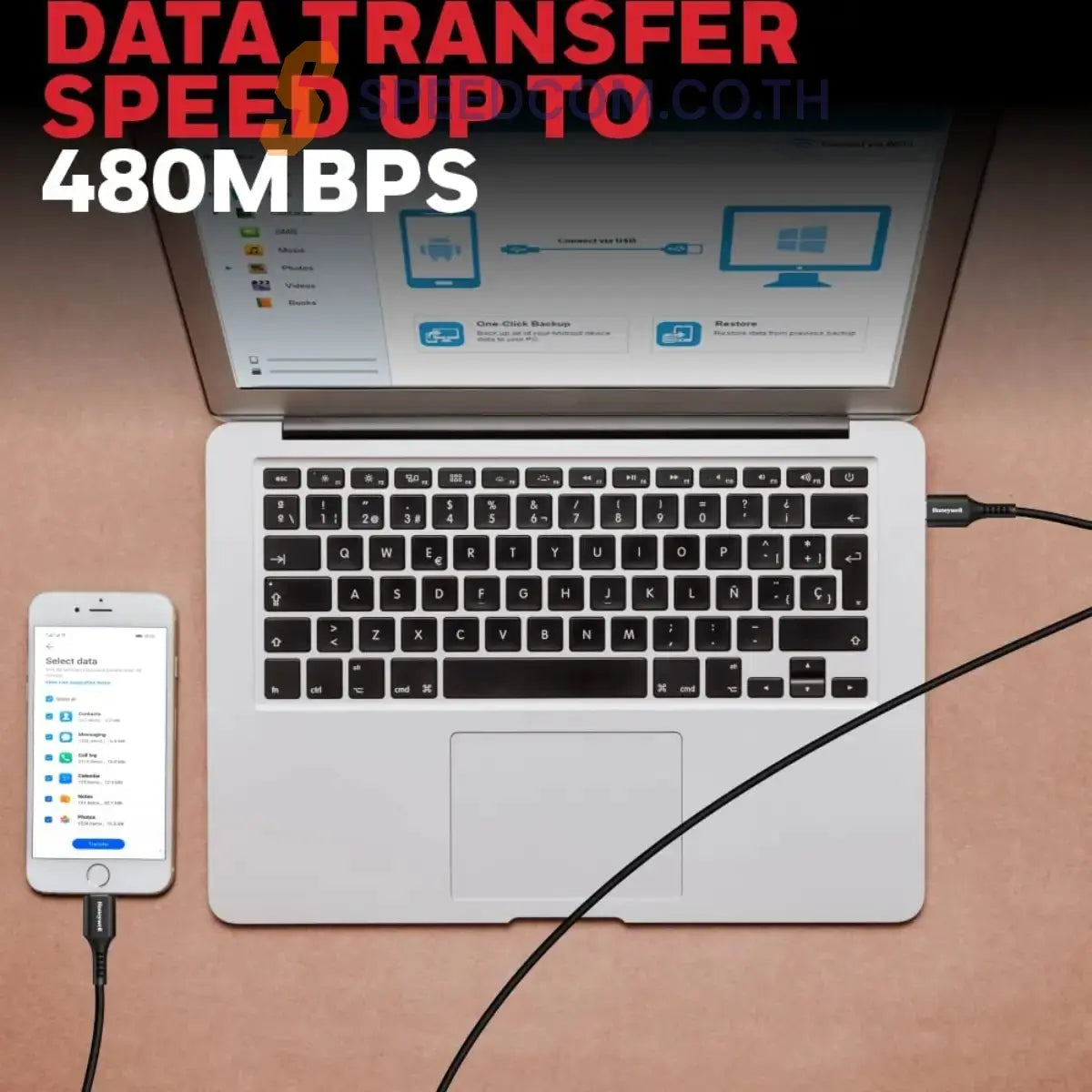 สายชาร์จ Honeywell Type C to Lightning cable 1.8Mtr