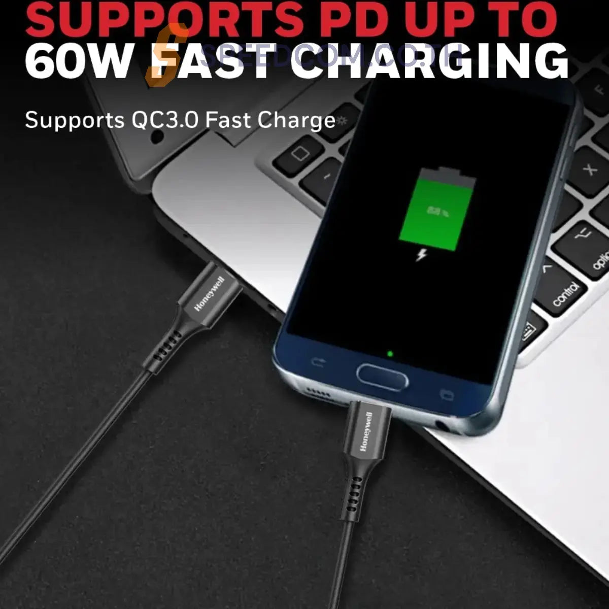 สายชาร์จ Honeywell Type C to Type C cable 1.8mtr สีดำ