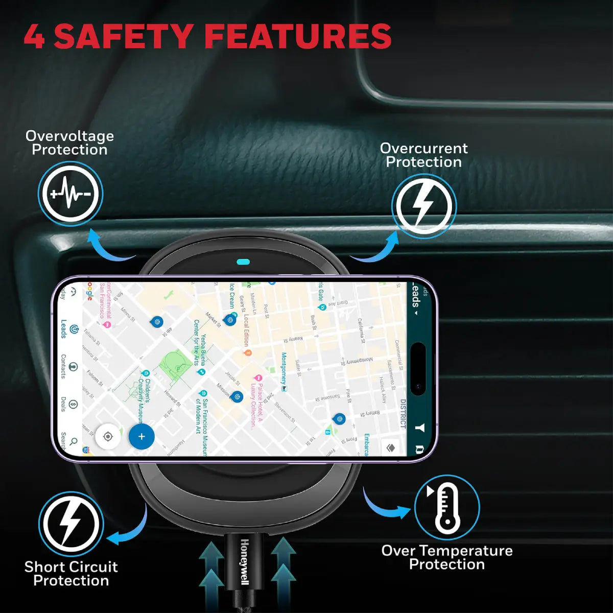 แท่นชาร์จบนรถยนต์ Honeywell Zest MagSafe Phone Mount Car Charger - SpeedCom