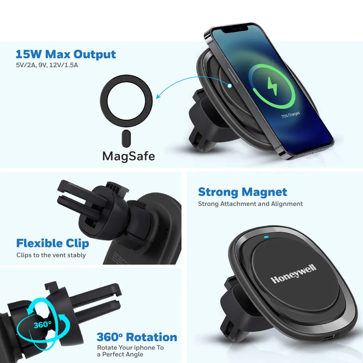 แท่นชาร์จบนรถยนต์ Honeywell Zest MagSafe Phone Mount Car Charger - SpeedCom