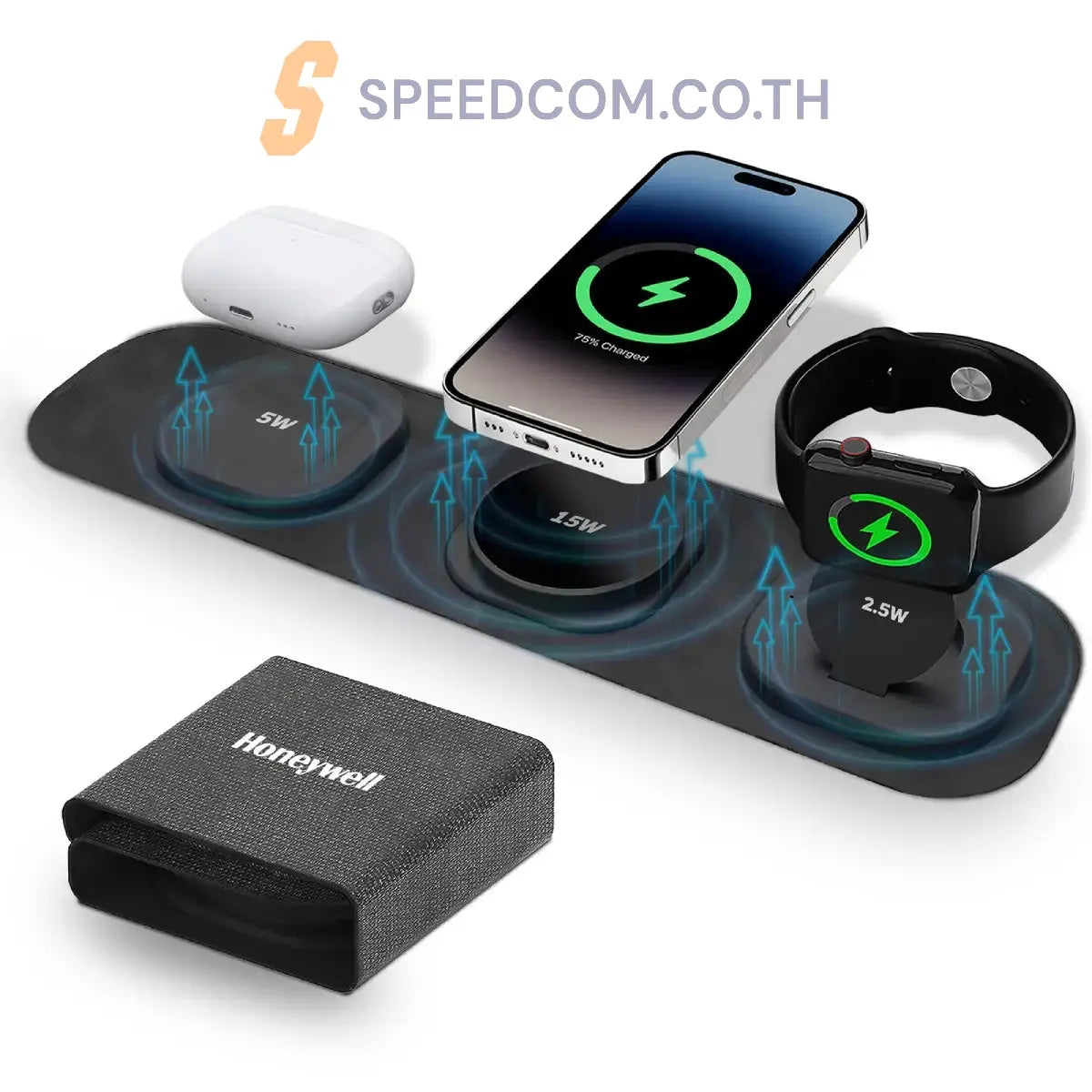 แท่นชาร์จ Honeywell Zest Wireless 3 in 1 Foldable Charger - SpeedCom
