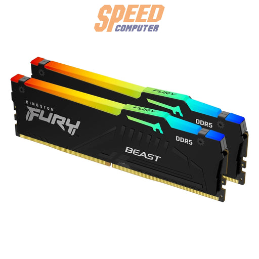 หน่วยความจำ แรม พีซี Kingston FURY BEAST RGB 16GB(8GBX2) DDR5 BUS5200MHz KF552C40BBAK2-16 สีดำ - SpeedCom