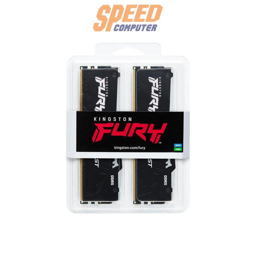 หน่วยความจำ แรม พีซี Kingston FURY BEAST RGB 16GB(8GBX2) DDR5 BUS5200MHz KF552C40BBAK2-16 สีดำ - SpeedCom