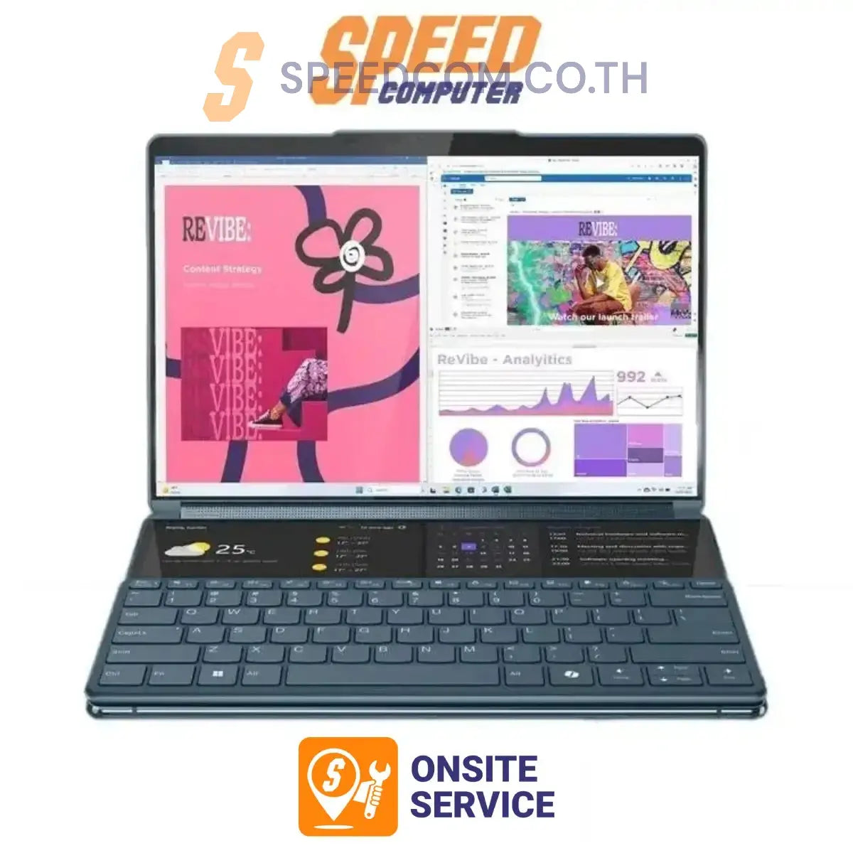 โน๊ตบุ๊ค Lenovo Yoga Book 9 13IMU9 83FF001TTA Ultra 7 สีน้ำเงิน (Tidal Teal)SpeedCom