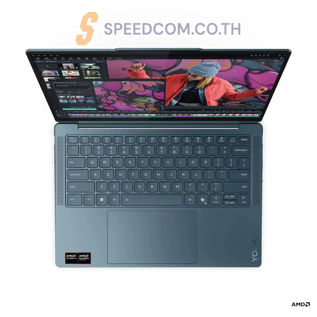 โน๊ตบุ๊ค Lenovo Yoga Slim 7 14AKP10-83JY0036TA Ryzen AI 7 สีน้ำเงินอมเขียว (Tidal Teal)