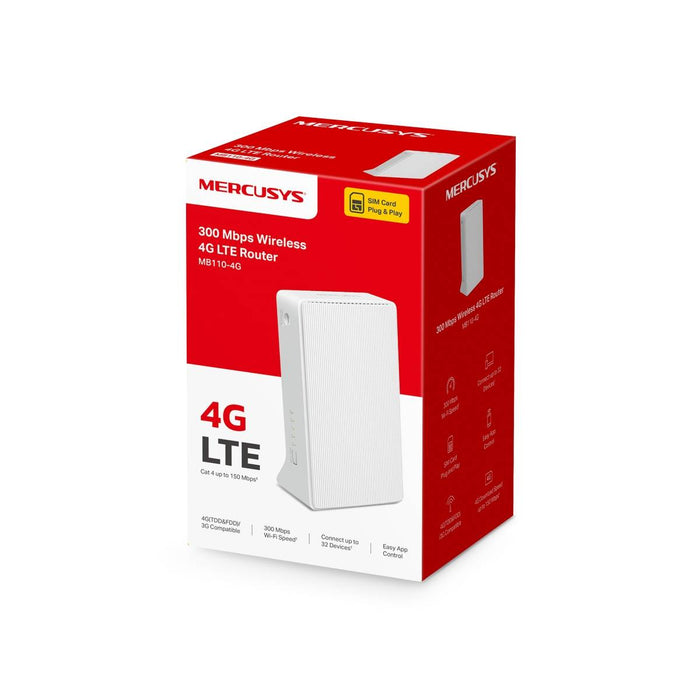 เราเตอร์ Mercusys MB110-4G 300 Mbps Wireless N 4G LTE Router สีขาว