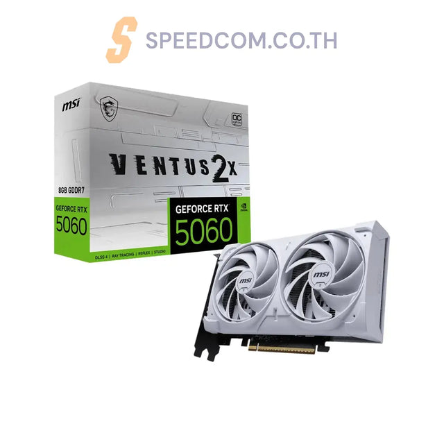 การ์ดจอ MSI GeForce RTX 5060 8G VENTUS 2X OC PLUS GDDR7 สีขาว - SpeedCom