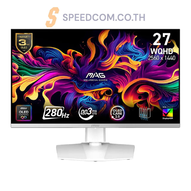 จอมอนิเตอร์ MSI MAG 272QPW QD OLED 27" 280Hz สีขาว - SpeedCom