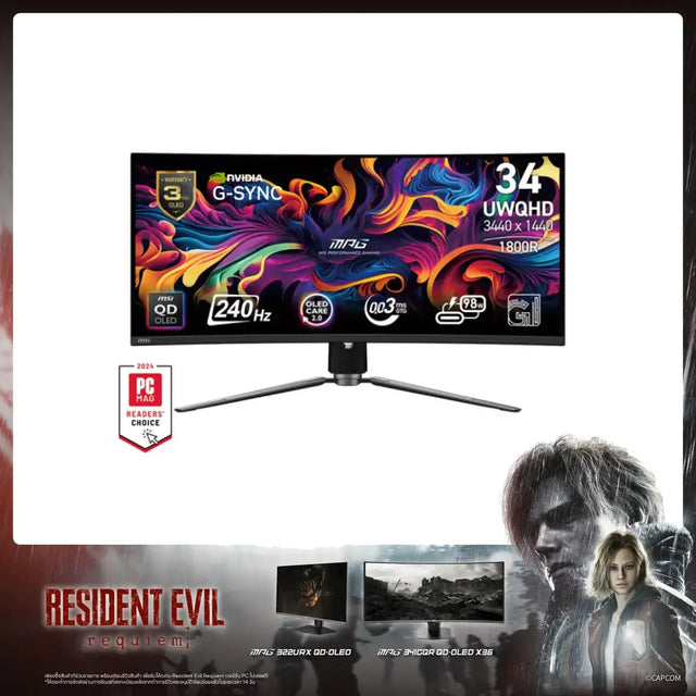 จอมอนิเตอร์ MSI MPG 341CQPX 34.18" Curve QD-OLED 240Hz สีดำSpeedCom