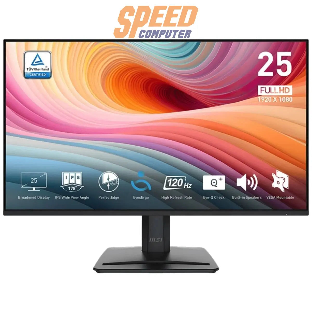 จอมอนิเตอร์ MSI PRO MP251 E2 ขนาด 24.5 นิ้ว พาเนล IPS รีเฟรชเรต 120Hz พร้อมลำโพงในตัว เหมาะสำหรับงานออฟฟิศและความบันเทิง