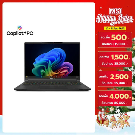 โน๊ตบุ๊ค MSI Stealth A16 AI+ A3XWHG-058TH Ryzen AI 9 สีดำ (Core Black) - SpeedCom