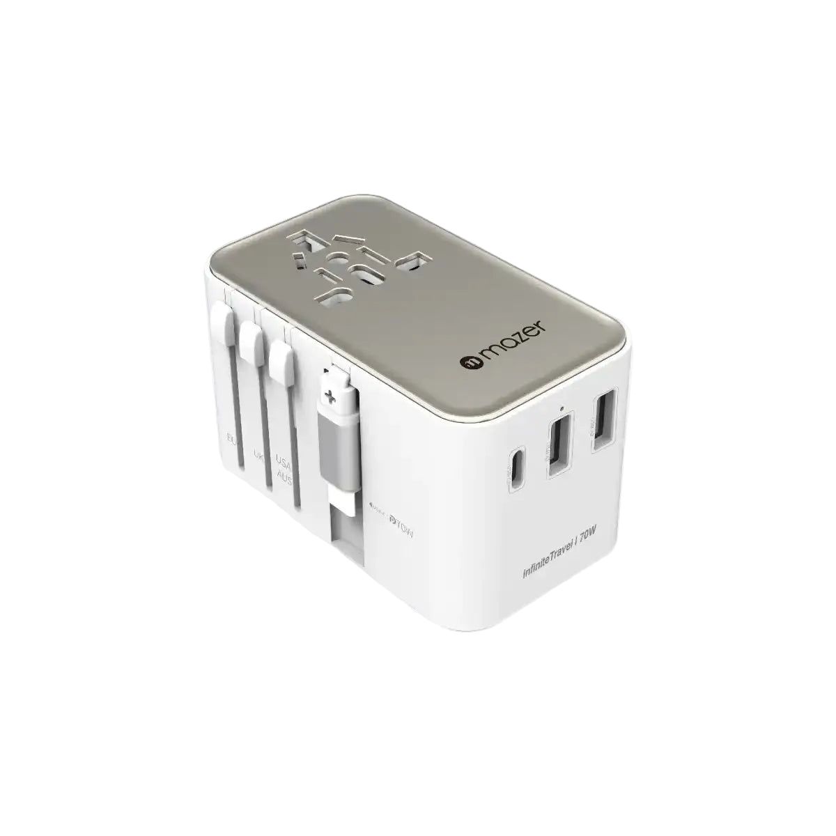 หัวแปลงปลั๊กไฟ Mazer M-IFTravel370-WT Travel 2400W PD70W 2USB