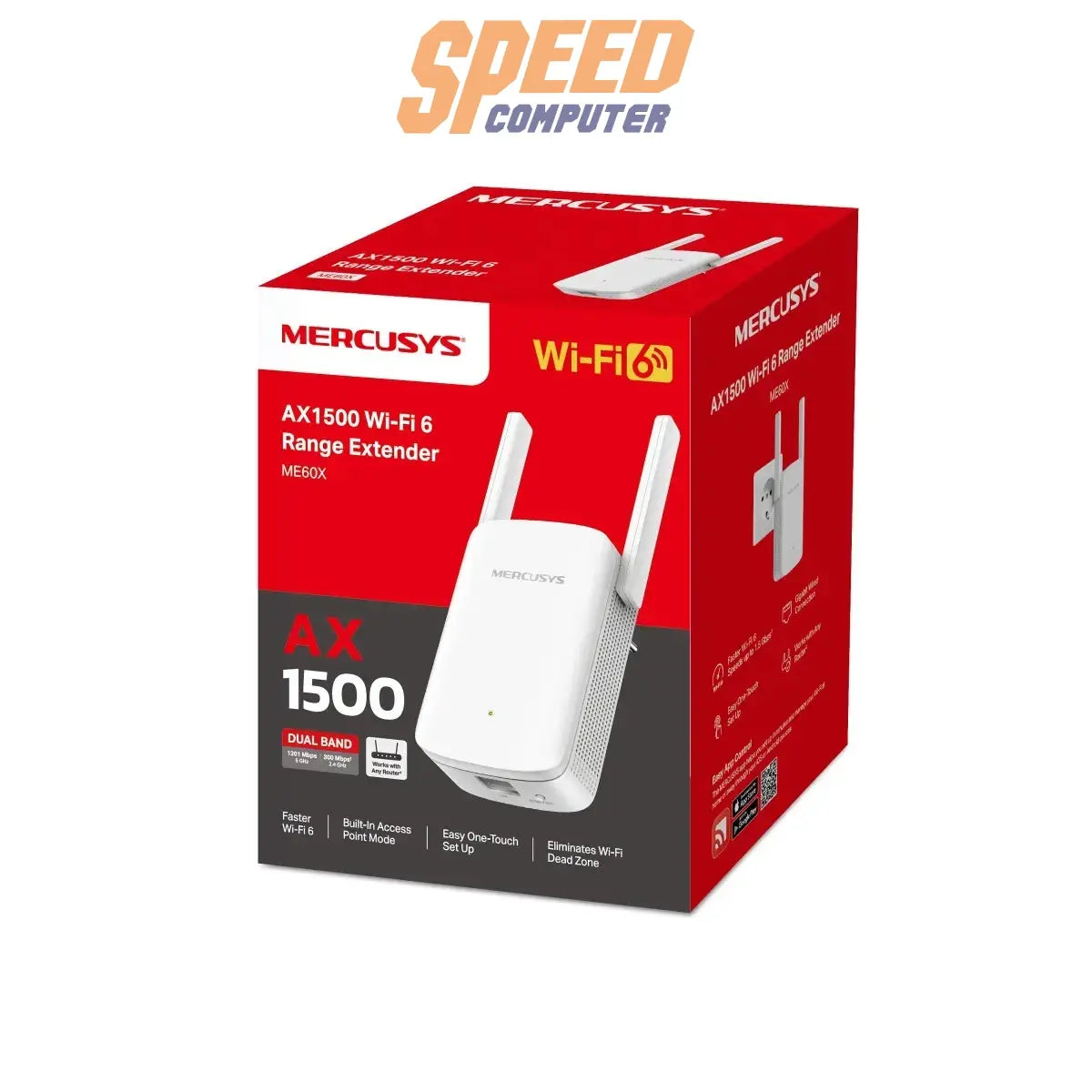 อุปกรณ์ขยายสัญญาณ Mercusys ME60X Wi-Fi 6 AX1500 สีขาวSpeedCom