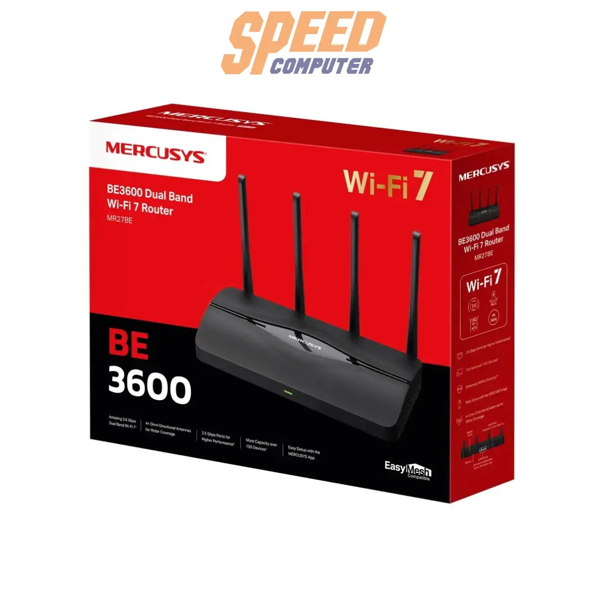 เราเตอร์ Mercusys MR27BE BE3600 Dual Band Wi-Fi 7 สีดำSpeedCom