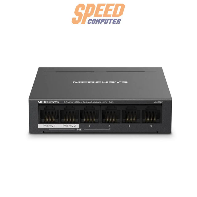 สวิตช์ฮับ Mercusys MS106LP 6 - Port Desktop Switch with 4 - Port PoE+ สีดำ - SpeedCom