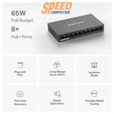 สวิตช์ฮับ Mercusys MS110P 10 - Port Desktop Switch with 8 - Port PoE+ สีดำ - SpeedCom