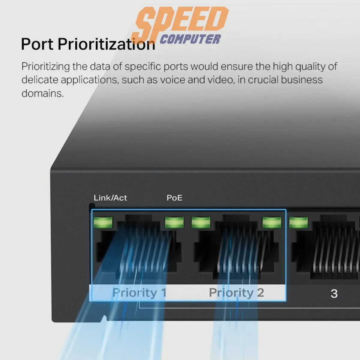 สวิตช์ฮับ Mercusys MS110P 10 - Port Desktop Switch with 8 - Port PoE+ สีดำ - SpeedCom