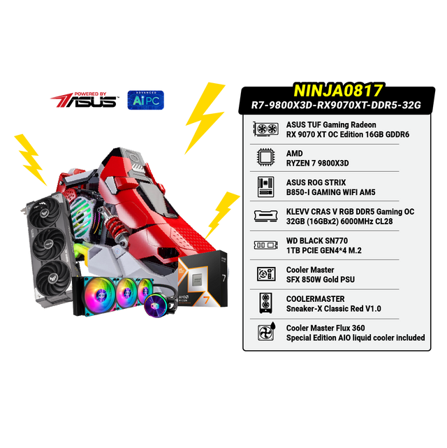 คอมประกอบ NINJA0817-R7-9800X3D-RX9070XT-DDR5-32G Powered By ASUS - SpeedCom