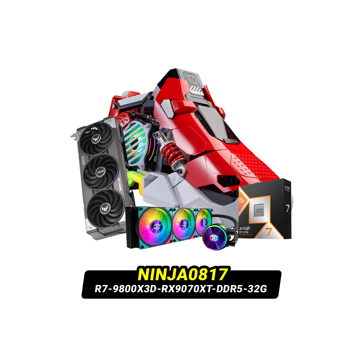 คอมประกอบ NINJA0817-R7-9800X3D-RX9070XT-DDR5-32G Powered By ASUS - SpeedCom