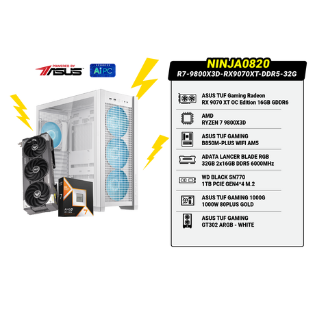 คอมประกอบ NINJA0820-R7-9800X3D-RX9070XT-DDR5-32G Powered By ASUS - SpeedCom