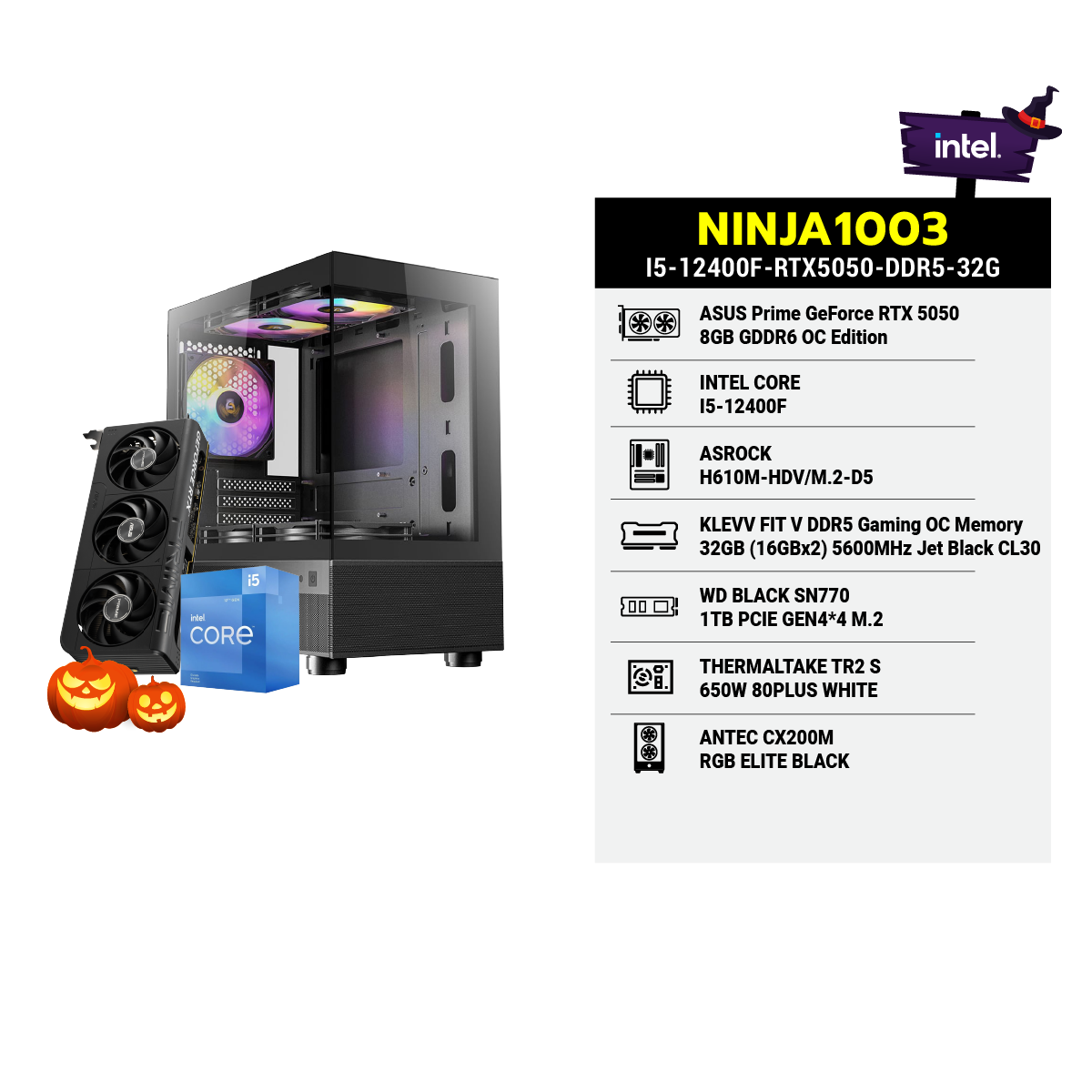 คอมประกอบ NINJA1003-I5-12400F-RTX5050-DDR5-32G - SpeedCom