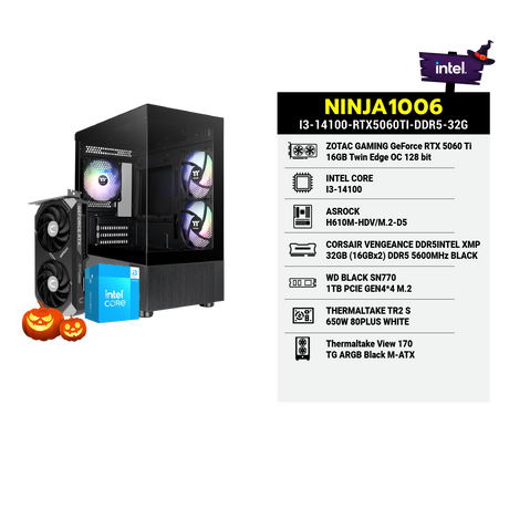 คอมประกอบ NINJA1006-I3-14100-RTX5060TI-DDR5-32G - SpeedCom