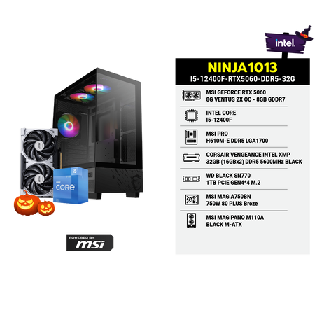 คอมประกอบ NINJA1013-I5-12400F-RTX5060-DDR5-32G Powered BY MSI