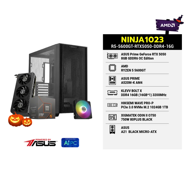 คอมประกอบ NINJA1023-R5-5600GT-RTX5050-DDR4-16G Powered BY ASUS