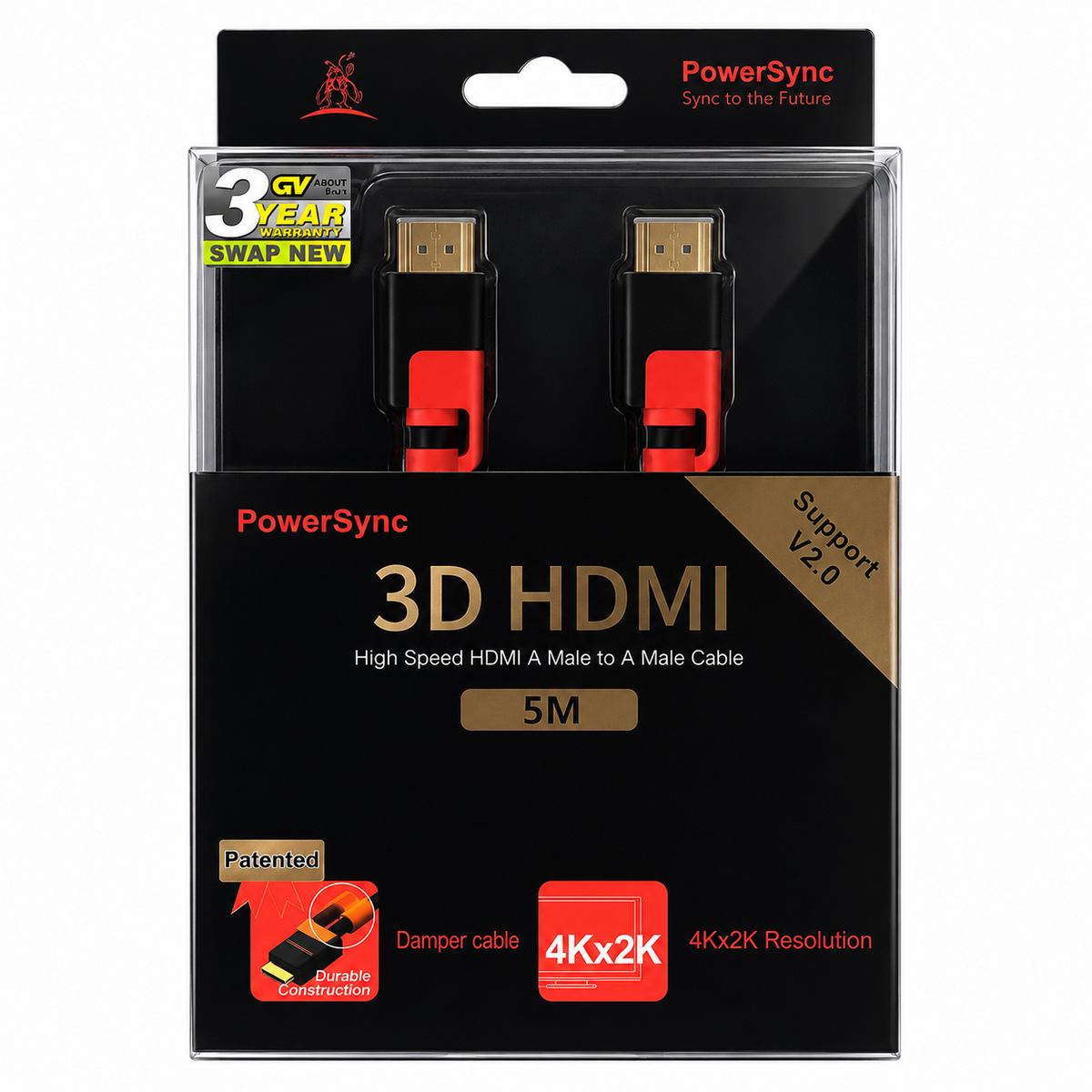 สายต่อจอคอมพิวเตอร์ POWERSYNC HDMI 4K M-M 5M V2.0 Gold - SpeedCom