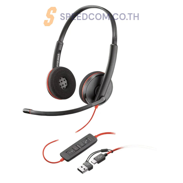หูฟัง Poly Blackwire 3220 Stereo USB-C Headset +USB-C/A Adapter (8X228AA) - SpeedCom