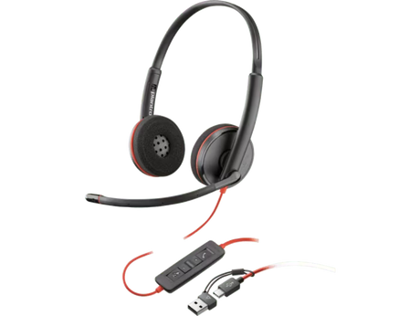 หูฟัง Poly Blackwire 3220 Stereo USB-C Headset +USB-C/A Adapter (8X228AA)SpeedCom