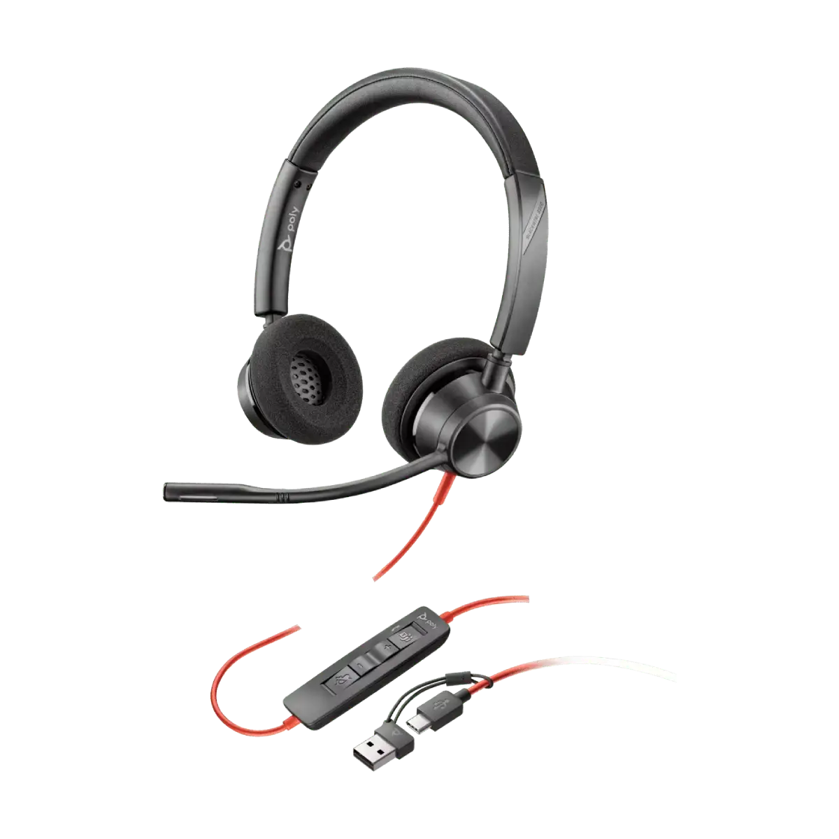 หูฟัง  Poly Blackwire 3320 (8X220AA) USB-C Headset +USB-C/A Adapter