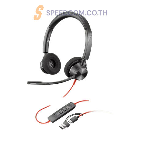 หูฟัง  Poly Blackwire 3320 (8X220AA) USB-C Headset +USB-C/A Adapter