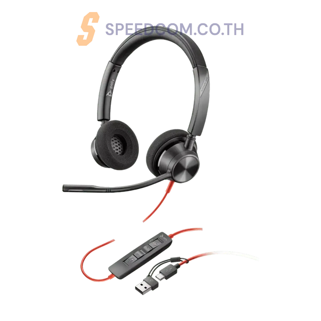 หูฟัง  Poly Blackwire 3320 (8X220AA) USB-C Headset +USB-C/A Adapter