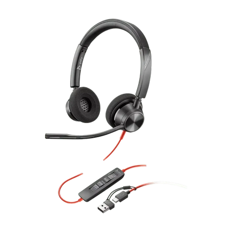 หูฟัง  Poly Blackwire 3320 (8X220AA) USB-C Headset +USB-C/A Adapter