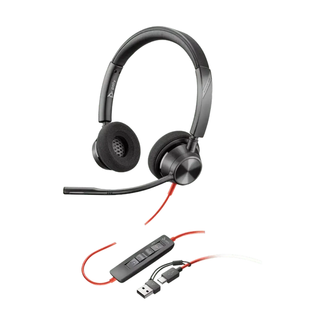 หูฟัง  Poly Blackwire 3320 (8X220AA) USB-C Headset +USB-C/A Adapter