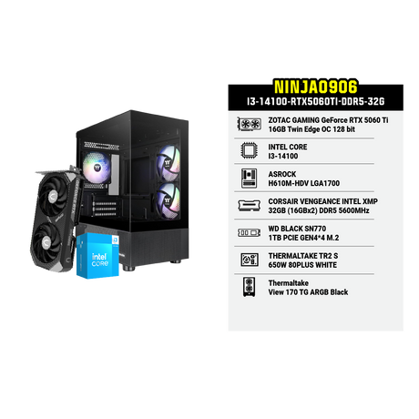 คอมประกอบ Set NINJA0906-I3-14100-RTX5060TI-DDR5-32G