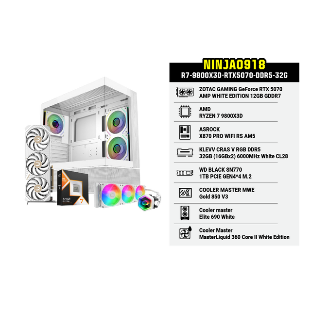 คอมประกอบ Set NINJA0918-R7-9800X3D-RTX5070-DDR5-32G