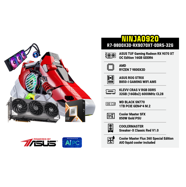 คอมประกอบ Set NINJA0920-R7-9800X3D-RX9070XT-DDR5-32G